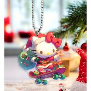 Hello Kitty Christmas Tree Acrylic Keychain Ornament Cute Multicolor Holiday